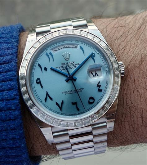 rolex oyster perpetual day-date arabic|rolex day date 40 price.